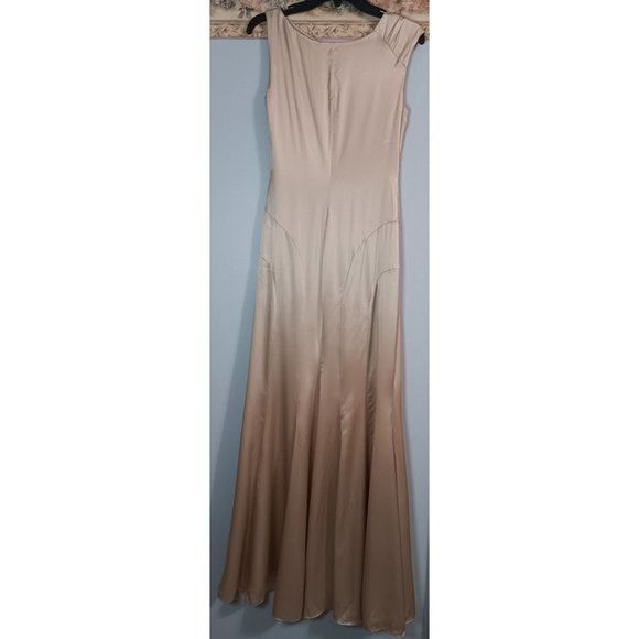 BCBG Paris 2 Silk Maxi Beige Embellished Dance Event New Years Classic Dress - Picture 4 of 6